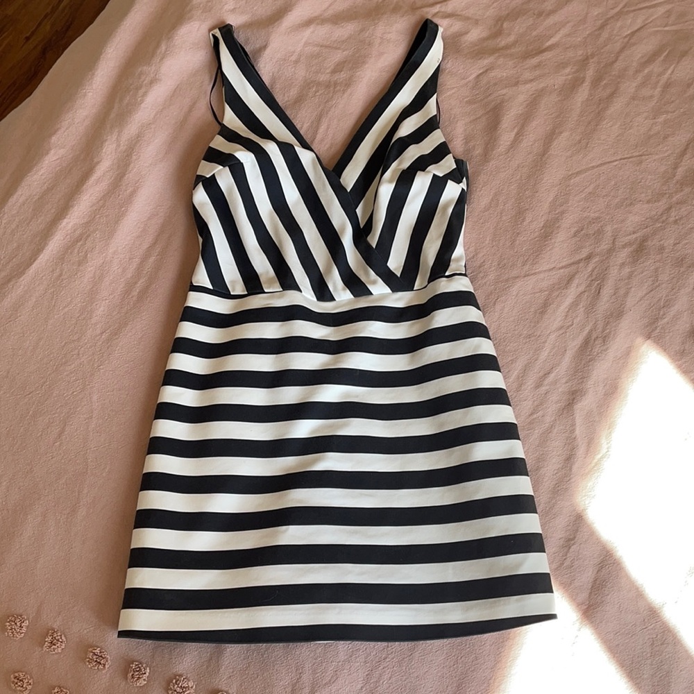 Zara white and navy stripe romper size small